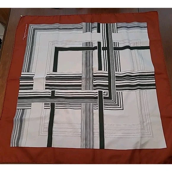 Vintage FIORINI Womens Scarf Brown Black Cream 30 Inch - Picture 8 of 8